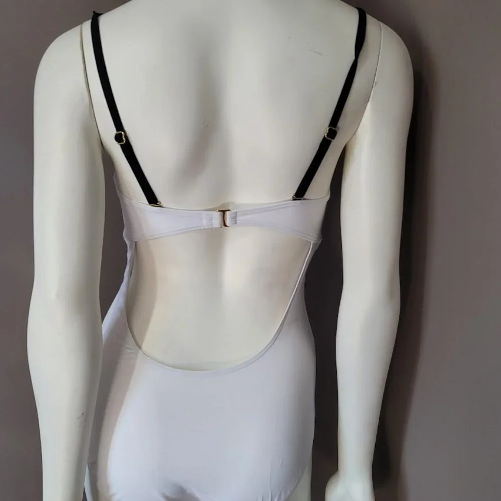 Frederick's of Hollywood Underwire One Piece-Swimsuit White-Medium - Picture 5 of 11